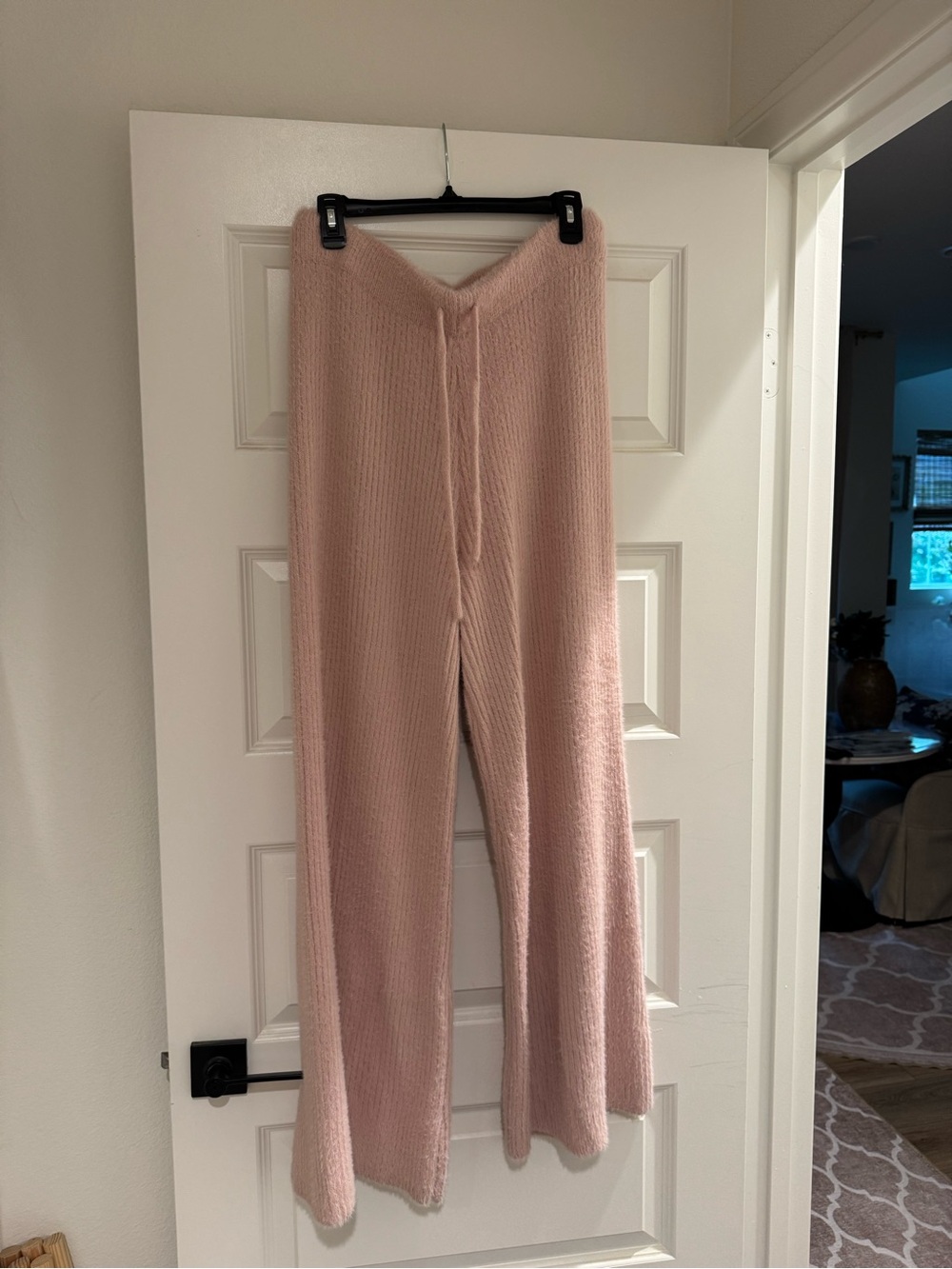 GB - Cozy High-Waist Wide Leg Knit Pants - Blush Pink
